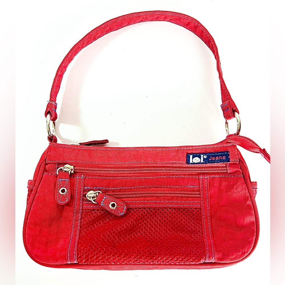 Vintage LEI mini purse bagette Y2K red nylon small size 90s 2000s Scene